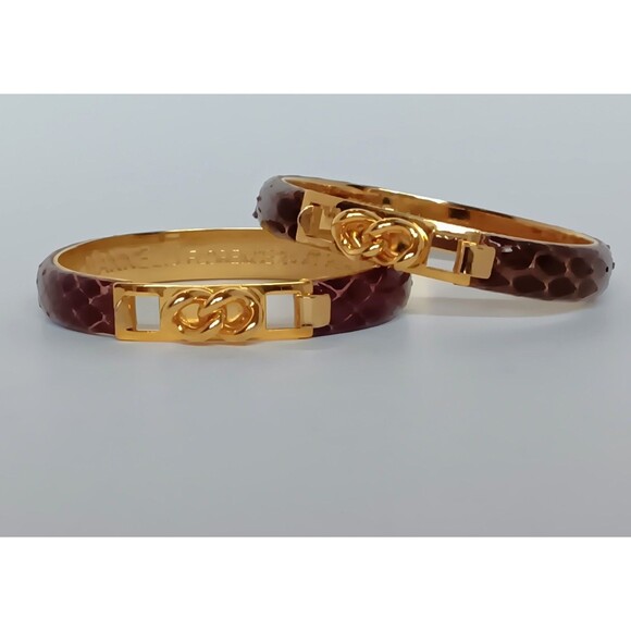 Mannelli Jewelry - Vintage MANNELLI Florence 24K Gold Plated Snakeskin Hinged Bracelet + 1 FREE 6.5